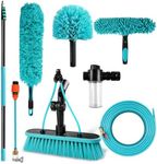 wait wit 24FT Water Fed Pole Cleaning Kit with 4 Brush Heads, Adjustable Window Cleaning Pole with 66FT Hose, Soap Dispenser, Cobweb Duster, Glass Cleaner Brush for Windows, Siding & Solar Panels
