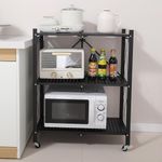 HOKIPO 3 Tier Foldable Kitchen Trolley Rack with Lockable Wheels (AR-4975)