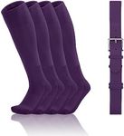 QBK Toddler Baseball Socks And Belt Youth Softball Tee Ball Combo Set for Boy Girl (2 Pairs of Socks & 1 Belt)(PURPLE,2-4T)