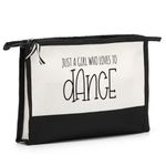 HODREU Dance Gifts Makeup Bag Dance Stuff Dance Bag Birthday Christmas for Women Dance Lover Ballet Gifts Friendship Gifts for Dancing Women Teacher Friend Daughter Sisters Cosmetic Bag, White492, 11" wide x 7" high x 2.1" deep