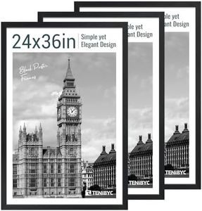 TENIBYC 24x36 Poster Frame 3 Pack - Black Woodgrain, Solid Wood Picture Frame, Wall Gallery Frame - Wall Hanging