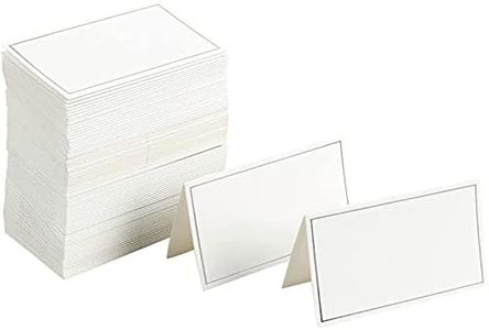 Juvale Place Cards with Silver Foil Border (Pack of 100) - Ideal for Weddings, Christenings, Family Celebrations or for Writing on Food at the Buffet - Folded 8.9 cm x 5 cm