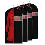 Garment Bags, URMI Breathable 60 inch (4 PCS) Dress Bags Coat Suit Clothes Bags Cover for Storage with Clear Window Dust Proof Clothes Protector for Suit, Coat, Jacket, Dress Closet Storage Black