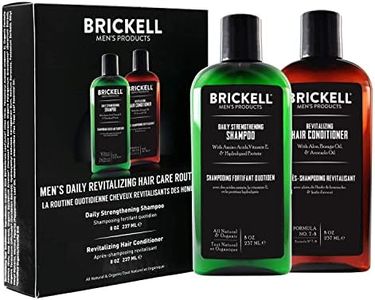 Brickell Men's Daily Revitalizing Hair Care Routine, Shampoo and Conditioner Set For Men, Mint and Tea Tree Oil Shampoo, Strength and Volume Enhancing Conditioner, Natural and Organic, Gift Set