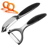 Leaflai Potato Peeler Vegetable Peeler Include Orange Citrus Peelers, Ergonomic Non-Slip Handle & Sharp Blade Stainless Steel Y & I Shapes Swivel Peeler for Fruit Carrot Eggplant Cucumber(Black)