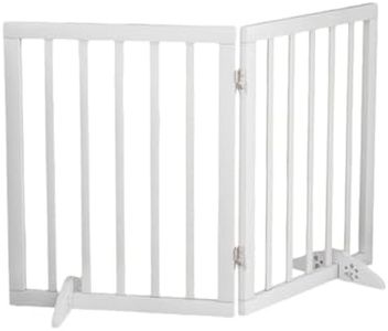 The Menifest | Wooden Freestanding Foldable Pet Gate for Dogs, Over Fence, Dog Partition for Your pet and Baby Protection (White, 2-Panel)