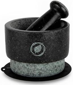 Laevo Mortar and Pestle Large Set | Black Granite | Stone Spice Grinder | 2.1 Cup Capacity | 5.5 inch | Reversible | Molcajete Mexicano | Guacamole, Pesto, Spices |Large Mortar & Pestles | Gift Set