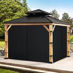 NICETOWN Gazebo Curtains for Patio Waterproof - Set of 4 12x12 Porch/Pergola/Instant Pop Up Canopy Tent Sidewalls Sunblocking Privacy Windproof Drapes with Tiebacks & Double Slider Zipper, Black