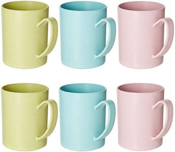 Okuna Outpost 6 Pack Unbreakable Wheat Straw Cups for Coffee, Tea, Milk, Juice, 3 Colors, Light Blue, Green, and Pink, Reusable Mugs, Dishwasher and Microwave-Safe (13.8 Ounces)