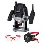 Trend T7 Workshop Router & Safety Accessories Set, T7EK Router (1/2 Inch, 2100W, 240V) with Trend Air Stealth Dust Mask P3 Respirator & Trend Safety Glasses, T7/SAFETY/SET