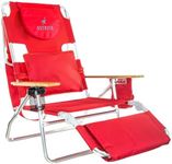 Ostrich Deluxe 3N1 Lightweight Lawn Beach Reclining Lounge Chair with Footrest, Outdoor Furniture for Patio, Balcony, Backyard, or Porch, Red