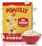 POPFULLY Fully Pops Hot Cheddar Popcorn, 2.75oz Sharing Bags, 3-Pack, Bold Cheese Taste, Big Pop, Micro Popcorn Bags