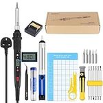 LeaderPro 80W Soldering Iron Kit Upgraded ON/Off Switch+LCD Visible Welding Tools with Adjustable Temp 180-480°C, Soldering Iron Stand, 28 in 1 Kits for Welding/Soldering/Desoldering/Repair/DIY