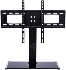 RISSACHI TV Floor Stand | TV Table Stand for 32-55 Inch LED/LCD, Top Leg Stand Universal with Tempered Glass Base Adjustable TV Stand Mount