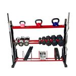 Protoner 5 in 1 dumbbells rack, plate rack, gym rod bar stand with kettle bell and accessory shelf (Large)