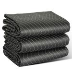 AKOZLIN 72×40 Inch Moving Blankets 3 Pack Padded Moving Blankets Heavy Duty Quilted Wrapping Furniture Moving Pads for Shipping Supplies Secure Protecting,Black
