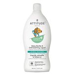 ATTITUDE Baby Dish Soap and Bottle Cleaner, EWG Verified Dishwashing Liquid, No Added Dyes or Fragrances, Tough on Milk Residue and Grease, Vegan, Pear Nectar, 700 mL