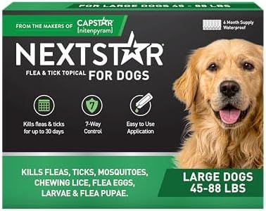 NEXTSTAR Flea and Tick Prevention for Dogs, Repellent, and Control, Fast Acting Waterproof Topical Drops for Large Dogs, 6 Monthly Doses