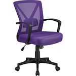 Yaheetech Purple Office Chair Adjustable Fabric Desk Chair Computer Chair Executive Swivel Chair Durable Work Chair with 360° Rolling Wheels for Home Work Use