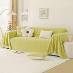 HOKIPO Luxury Rabbit Plush Sofa Throw, Sofa Cover for 2 Seater Sofa, 180(D) x 250L cm, Pastel Green (AR-5083-GRN)