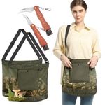 Mushroom Foraging Bag - Foraging Kit with Mesh Bag & Knife, Adjustable Shoulder Strap, Mushroom Basket with Smartphone Pocket - Mushroom Hunting Bag, Ideal Gift for Mushroom Foragers (2 Pack)