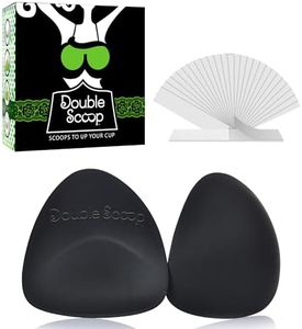 Double Scoop® Triangle Big Bust Inserts w/Bonus Tape Sticky Strips, Shapewear for Large Breast Bra Cup, Replacement Bra Pads, Nipple Covers Smoother, Lightweight Plus Size DD+ (Black)