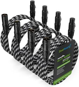 ZealSound XLR Cables 6.6ft 4 Pack–Balanced Microphone Cable Male to Female,Shielded OFC Nylon-Braided Mic Cord with Metal Connectors for Audio Mixer,Stage,Mic,Speaker,PA System,Audio Interface (Black)