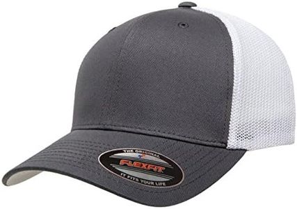 Flexfit Men's Two-Tone Stretch Mesh Fitted Cap, Charcoal/White, One Size
