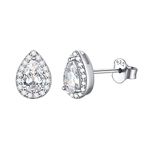 ChicSilver Diamond Stud Earrings for women Cubic Zirconia Earrings Studs Teardrop Halo Fake Diamond Earrings 925 Sterling Silver April Birthstone Jewelry Hypoallergenic