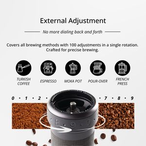 1Zpresso K-Ultra Manual Coffee Grinder Silver – Stainless Steel Burr, Foldable Handle, Adjustable Settings, Carrying Case