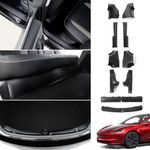 12PCS Door Sill Protector for 2024 Tesla Model 3 Accessories, Full Set Door Entry Guard Rear Bumper Guard Underseat Protector for 2024 Tesla Model 3 Highland, ABS, Carbon Fiber
