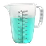 Luvan 1 Gallon Measuring Pitcher,4 Liter Large Measuring Cup with Spout, 134oz Plastic Measuring Pitcher with Conversion Chart, 1 Gallon Measuring Container for Motor Oil, Chemicals, Pools, Lawns