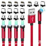 HanCenDa Magnetic Charging Cable, 360° and 180° Rotation, 5-in-1 Magnetic Phone Charging Cable, 3 Pack [0.9m/1.8m/3m] 3A Fast Charging Cable Support