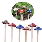 Colorful Garden Mushrooms, Fairy Garden Mushroom Toadstool Ceramic [ 4-Colour 6-Pieces ] Garden Pots Decoration Pottery Ornament for DIY Dollhouse Potting Shed Flowerpot Plants Statue (6 pieces)