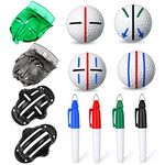 8 Pack Golf Ball Marker Liner Drawing Marker, 4 Golf Ball Marker Stencil and 4 Color Golf Ball Markers, Golf Ball Line Marker Tool, Golf Ball Alignment Marking Tool for The Golfer