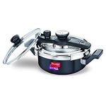 Prestige Svachh, 20241, 3 L, Hard Anodised Aluminium Outer Lid Pressure Cooker, With Deep Lid For Spillage Control, Black, 3 Liter