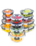 Pure Future 24-Piece Set (12-Pack) Borosilicate Glass Food Storage Containers with Upgraded Detachable Locking Lids - Leak Proof Meal Prep Lunch Boxes, Oven/Microwave Safe