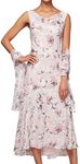 Alex Evenings Women's Sleeveless Printed Chiffon Dress with Shawl, Blush Multi, 16