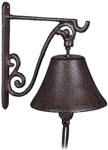 Relaxdays Cast Iron Doorbell, Country Look, Clear Sound, Garden Ornament, Weatherproof, Brown