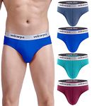 wirarpa Men's Cotton Briefs Underwear Soft Stretch Wide Waistband No Fly Underpants Multicolored 4 Pack Medium