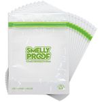 Smelly Proof 10 x Expandable Stand & Fill REUSABLE Storage Bags for Food Designed & Mfg in US, PEVA & BPA FREE, Reusable Sandwich Bags, Dishwasher-Safe, Clear 3 mils STAND UP 6.5" x 7.5" - 10pk