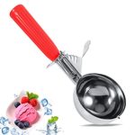 Disher, Non-Slip Grips Trigger Food Scoop, Ice Cream Scoop, Portion Control - 9 Different Color Handle & Size, Stainless Steel - Restaurantware for Gelato, Cookie Dough, Sorbet, Aqua(5.2CM)