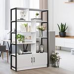 Luxsuite 5 Tier Display Shelf Bookshelf Bookcase Storage Cabinet Shelving Unit Storage Rack with 2 Lockable Doors Bedroom Living Room Office Home