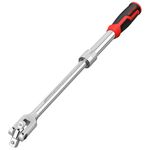 MAXPOWER Extendable Breaker Bar, Dual Head 1/2" & 3/8" Drive 360° Flex Head Cheater Bar, 5-Gear Extending Locking, Extendable Handle 13-3/8" to 18"