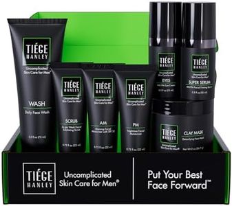 Tiege Hanley Mens Skin Care Set, Rejuvenation Skin Care Routine for Men (System Level 5) - Men's Skincare Set Face Wash, Scrub, Moisturizer, Eye Cream, Serum, Clay Mask, Retinol Stick & PM Moisturizer