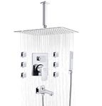 Aquieen Zura Series 3 Outlet Diverter Set with shower & Hand Shower (Zura 6 Body Jet Diverter Set with Ceiling Shower)