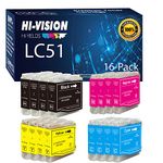 HI-VISION HI-YIELDS Compatible LC-51 LC51 Ink Cartridge (4 Black, 4 Cyan, 4 Yellow, 4 Magenta, 16-Pack)