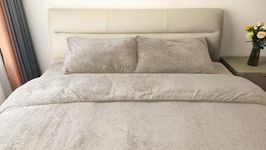 John Aird Teddy Fleece Duvet Cover Quilt Bedding Set With Pillow Cases (Cream, King)