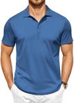 COOFANDY Men's Short Sleeve Polo Shirt Dry Fit Workout Shirts Moisture Wicking Quick Dry Golf Tee Shirts Navy