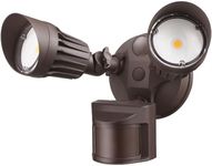 LEONLITE COB LED Security Light, Motion Sensor Flood Lights Outdoor, Aluminum, 3 Modes Motion Detector+Dusk to Dawn+Switch Control, 100-277V, Adjustable 2-Head, IP65, 5000K Daylight, ETL, Bronze